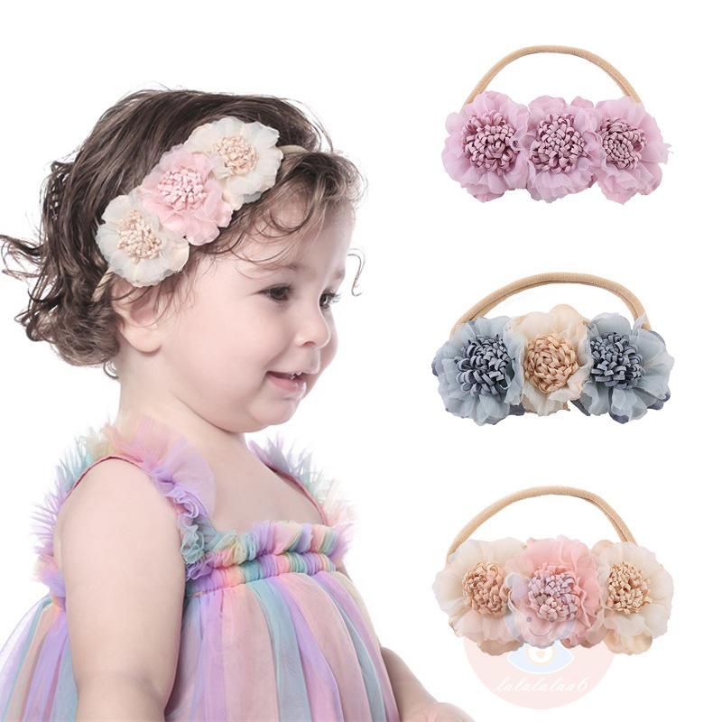 Laa6-girls Soft Elastic Flower Headband Photo Props เครื่องประดับผมสําหรับ Casual Daily
