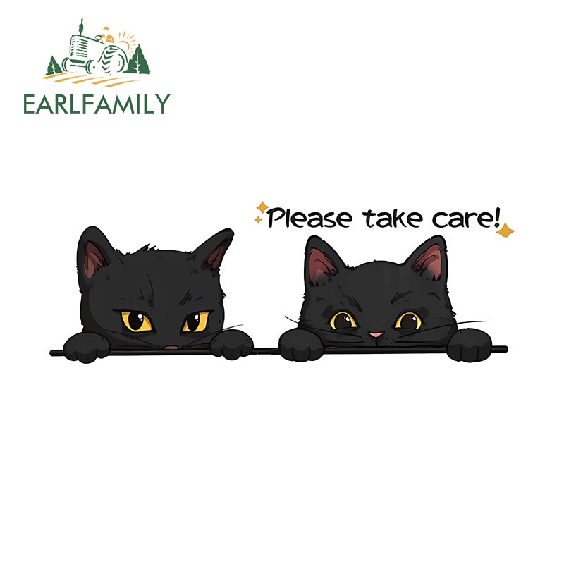 EARLFAMILY 13 ซม.สีดําแมว Kawaii Peek รถสติกเกอร์รถจักรยานยนต์โน้ตบุ๊ค Deacls กันน้ํา Scratchproof ไวนิลรถ Assceeies