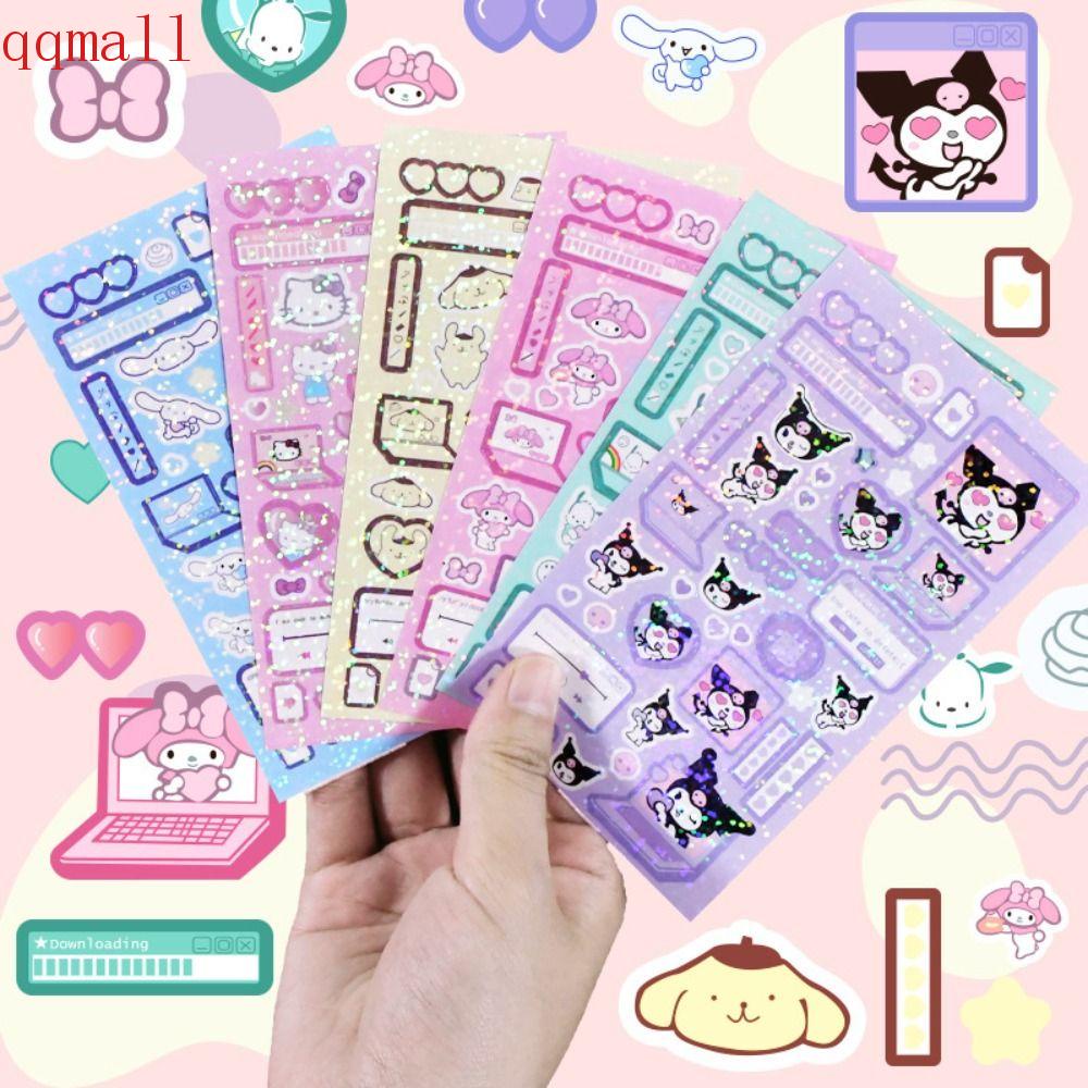 Qqmall สติกเกอร์กระดาษ ลายการ์ตูนอนิเมะ Guka Cinnamoroll Kawaii Kuromi Pom Pom Purin แฮนด์เมด