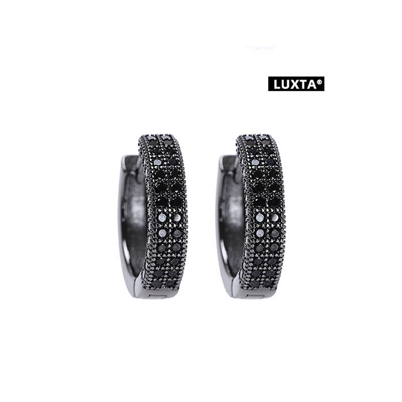Original S925 Silver Black Earrings Men's Hip Hop Micro Rhinestone Electroplated Black Gold High Sense Personalized Earrings 069M