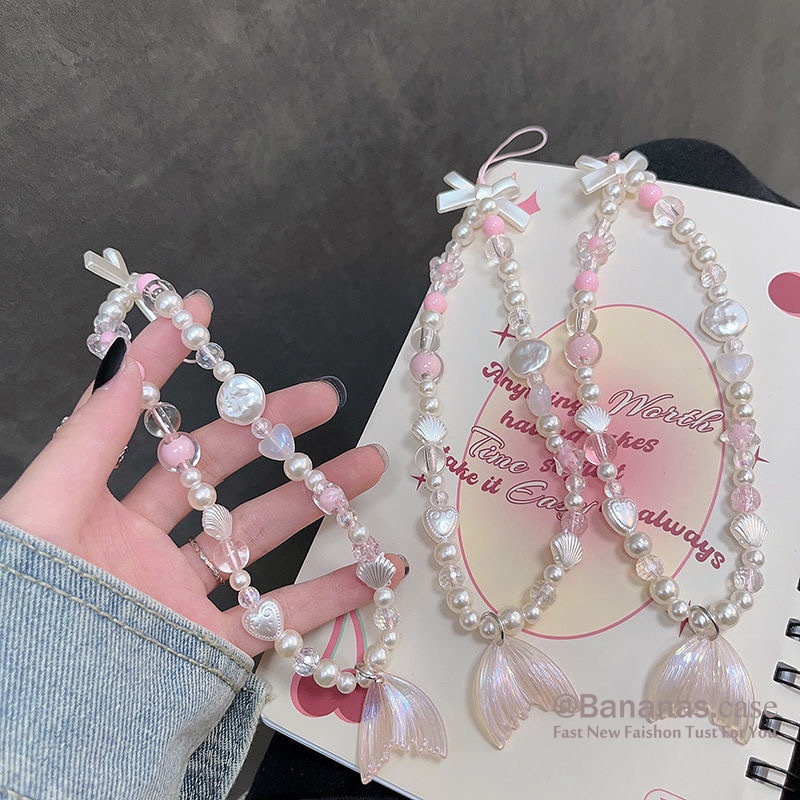 Ins นางเงือก แหวนโทรศัพท์ สายคล้องโทรศัพท์ Airpods สายคล้องกุญแจ เครื่องประดับโทรศัพท์ ป้องกันการสูญหาย ป้องกันการตก อุปกรณ์เสริม