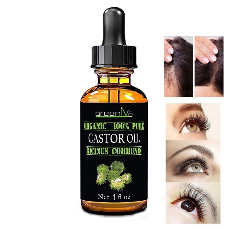100% Pure Castor Oil-Cold Pressed-Hexane Free, ช่วยการเจริญเติบโตของเส้นผมและความแข็งแรงสําหรับผม, ข