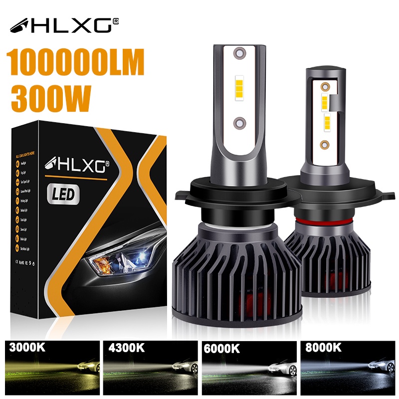 หลอดไฟหน้ารถยนต์ LED H7 H4 H11 H8 H1 9005 HB3 HB4 9006 100000LM ไฟตัดหมอกเทอร์โบ PTF 6000K 12V 4300K 8000K สําหรับรถจักรยานยนต์ 2 ชิ้น HLXG