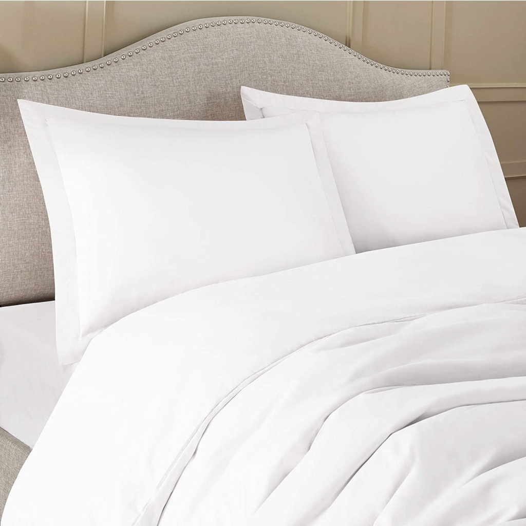 QUEEN DUVET COVER ชุดเครื่องนอนโรงแรมสีขาวสําหรับ HotelDUVET COVER ติดตั้งผ้าปูที่นอนผ้าฝ้าย 100% ขน