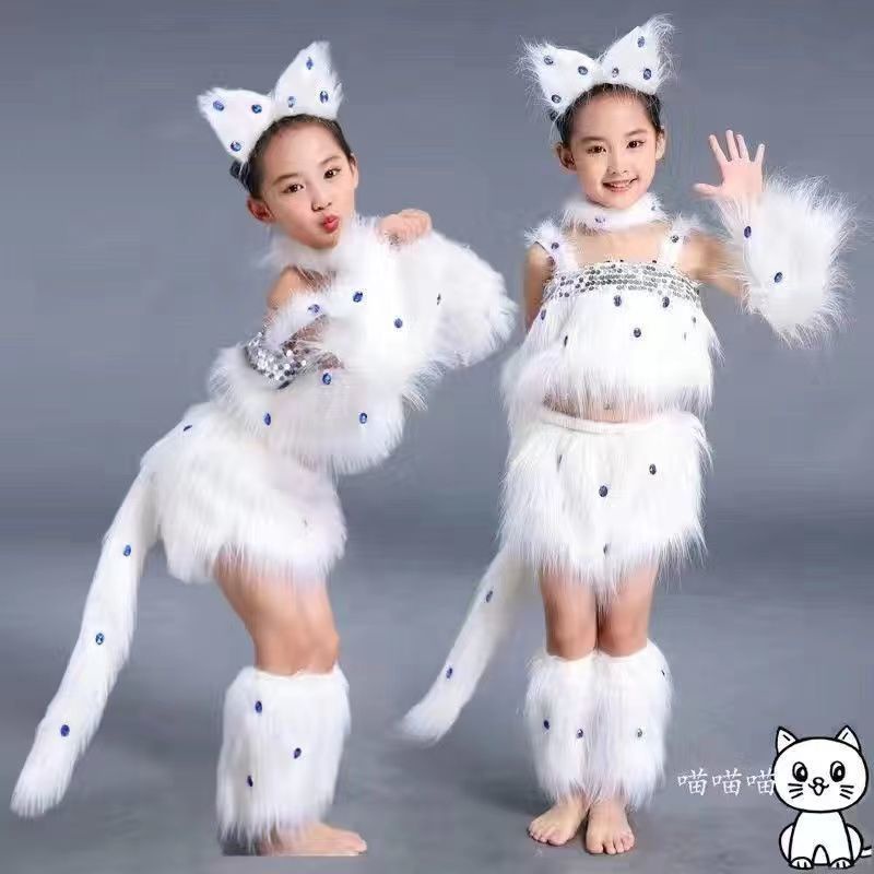 💕มีสินค้า💕 น่ารัก ชุดเด็กผู้หญิง แมวมีความสุข ชุดเต้นรำ ชุดการแสดง ชุดปาร์ตี้ ชุดสัตว์สำหรับเด็ก