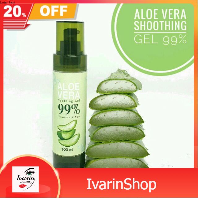 ส่งฟรี!!! เจลว่านหางจระเข้ Ivarin Aloe vera gel 99% ว่านหางจระเข้ ไร้น้ำหอมและแอลกอฮอลล์