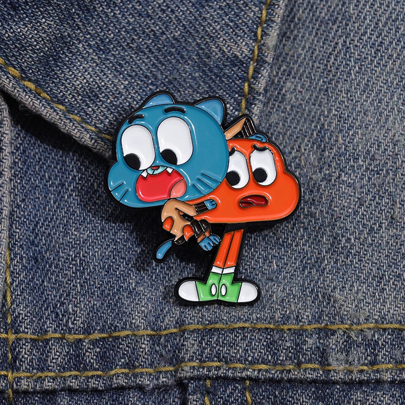 เครื่องประดับ เข็มกลัด รูปการ์ตูนอนิเมะ The Amazing World of Gumball Darwin One-piece สําหรับเพื่อน