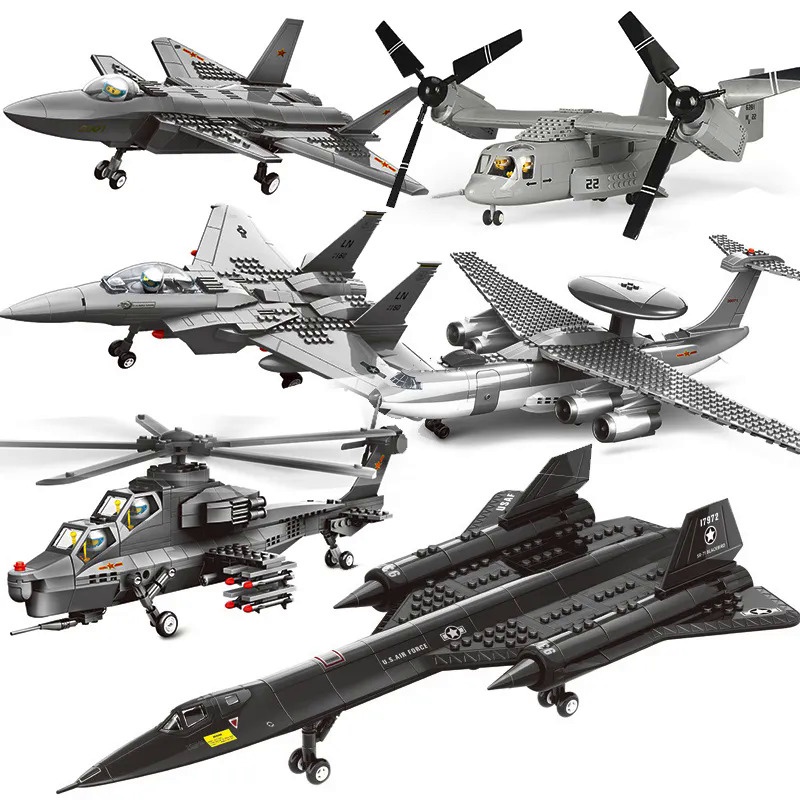 Modern Military SR-71 Blackbird Spy Plane F-15 Fighter Aircraft Soldier Building Blocks Sets Airplan