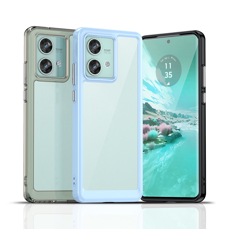 สําหรับ Motorola MOTO Edge 40 Neo Case ELVEV Clear Hard PC Back + Soft TPU กันชนฝาครอบป้องกันกล้อง