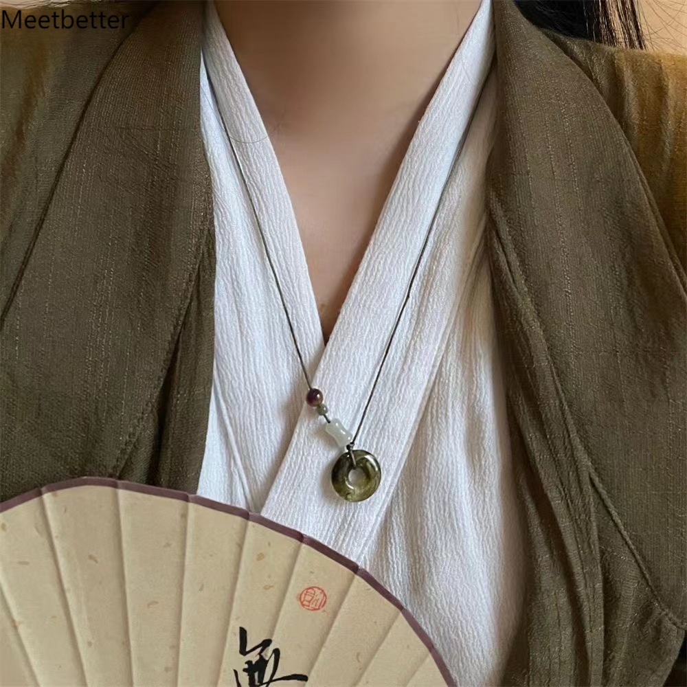 100% SAFE TRENDY ใหม่สไตล์จีน CAMELLIA PENDANT WOVEN สร้อยคอ PEACE BUCKLE CLAVICLE CHAIN สร้อยคอ