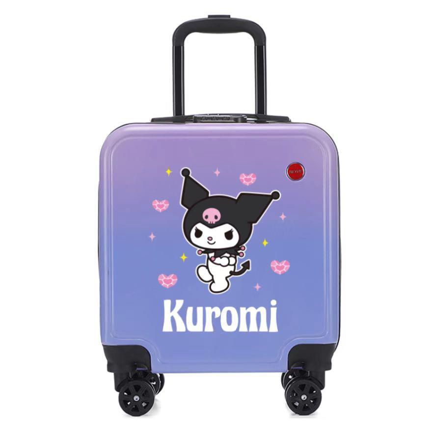 Kuromi Sanrio กระเป๋าเดินทางล้อลาก ความจุขนาดใหญ่ 18 นิ้ว พร้อมล้อหมุนได้ 360 องศา