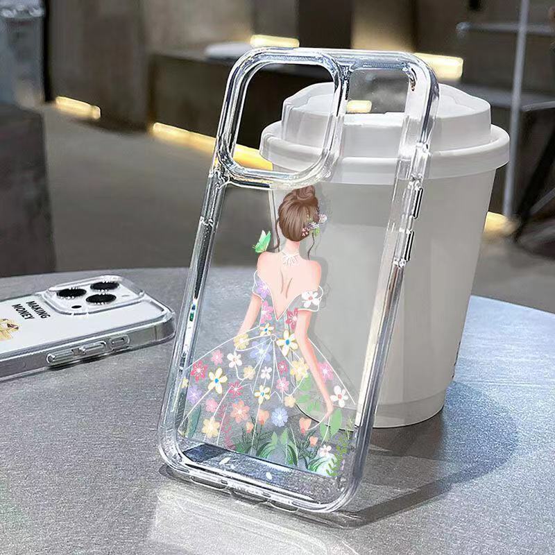 Centechia เคสโทรศัพท์มือถือแบบนิ่ม TPU ใส กันกระแทก กันรอยกล้อง ลายชุดเดรสเด็กผู้หญิง สําหรับ IPhone 15 11 14 13 12 Pro XS Max X XR 7+ 8 Plus