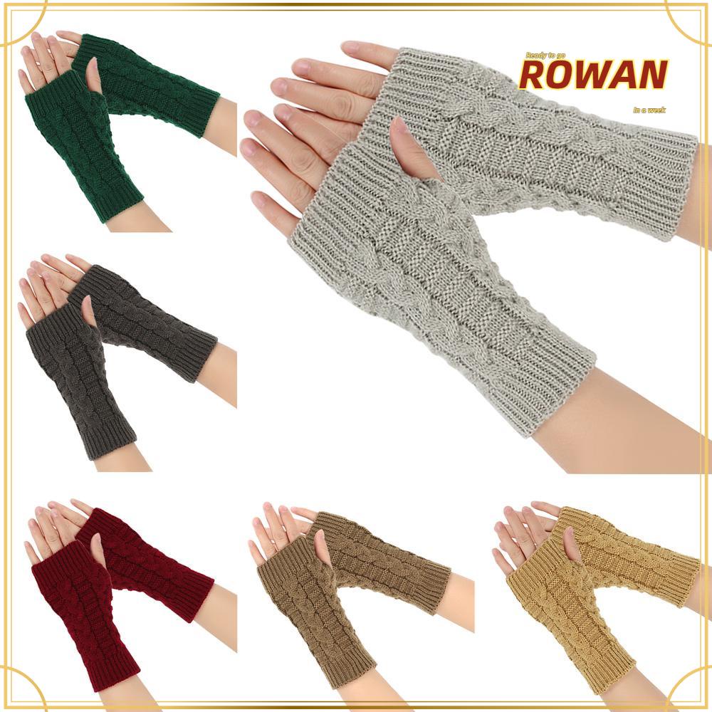 Rowans ถุงมือถัก เปิดนิ้วมือ ให้ความอบอุ่น สไตล์คลาสสิก แฟชั่นฤดูหนาว สําหรับผู้หญิง