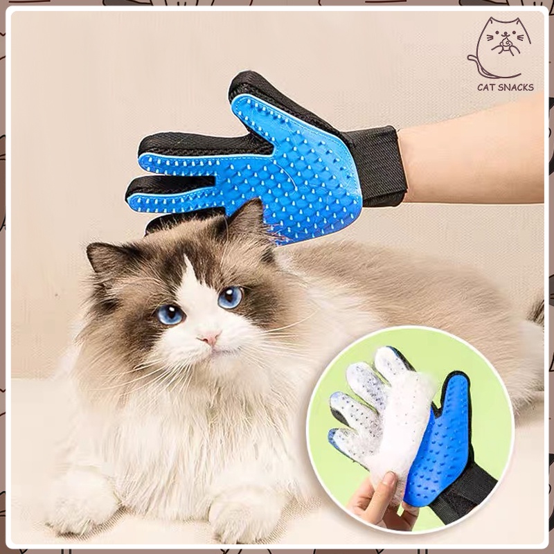 ถุงมือแปรงขนสัตว์เลี้ยง อุปกรณ์แปรงขนแมว หวีขนสุนัข Pet Grooming Accessories
