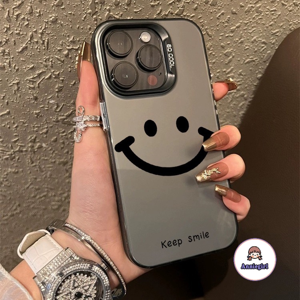 เคสโทรศัพท์มือถือแบบแข็ง ผิวด้าน กันรอยขีดข่วน ลายหน้ายิ้ม หรูหรา สําหรับ Iphone 11 13 14 Pro Max 12 15 Pro Max XS XR