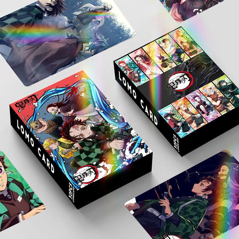 Demon Slayer Laser Flash Lomo Card Double-sided Color Printing Photocard 30 ชิ้น/กล่อง