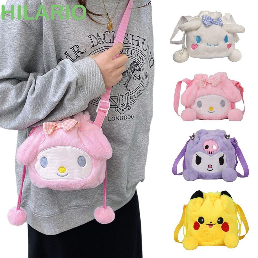 Hilario กระเป๋าสะพายไหล่ แบบหูรูด ขนาดใหญ่ จุของได้เยอะ ลาย Kuromi Melody Cinnamoroll Melody สําหรับผู้หญิง