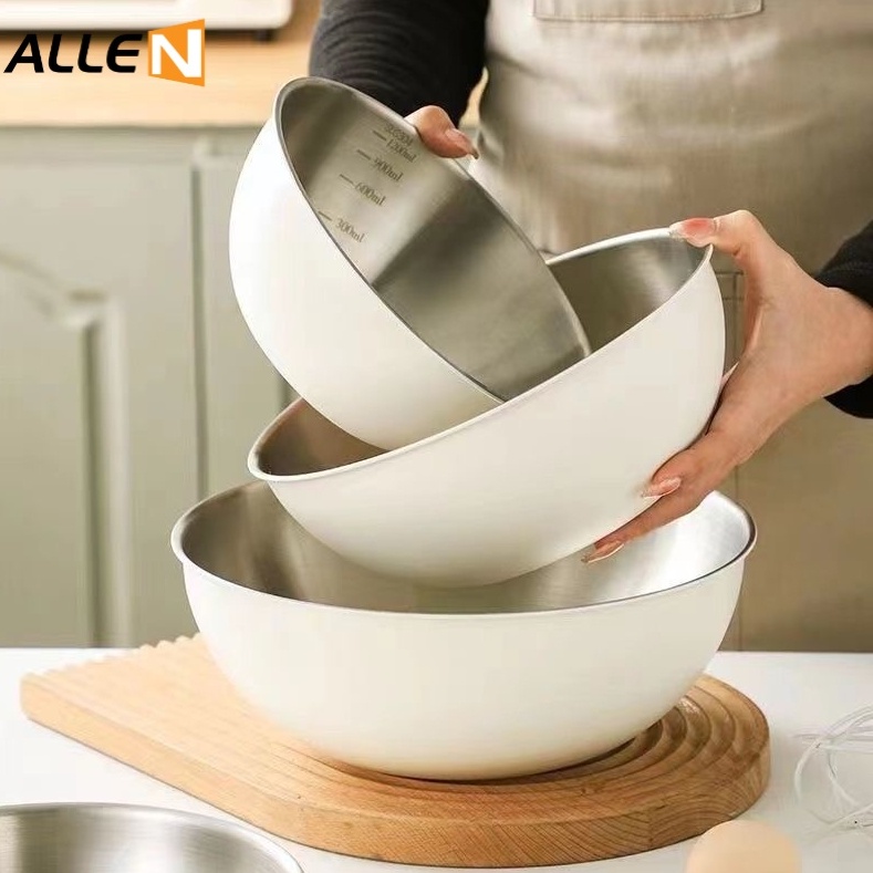 【ALLEN】 ชามสเตนเลส 304 สําหรับทําอาหาร ผสมสลัด ตีไข่ ชามสลัด