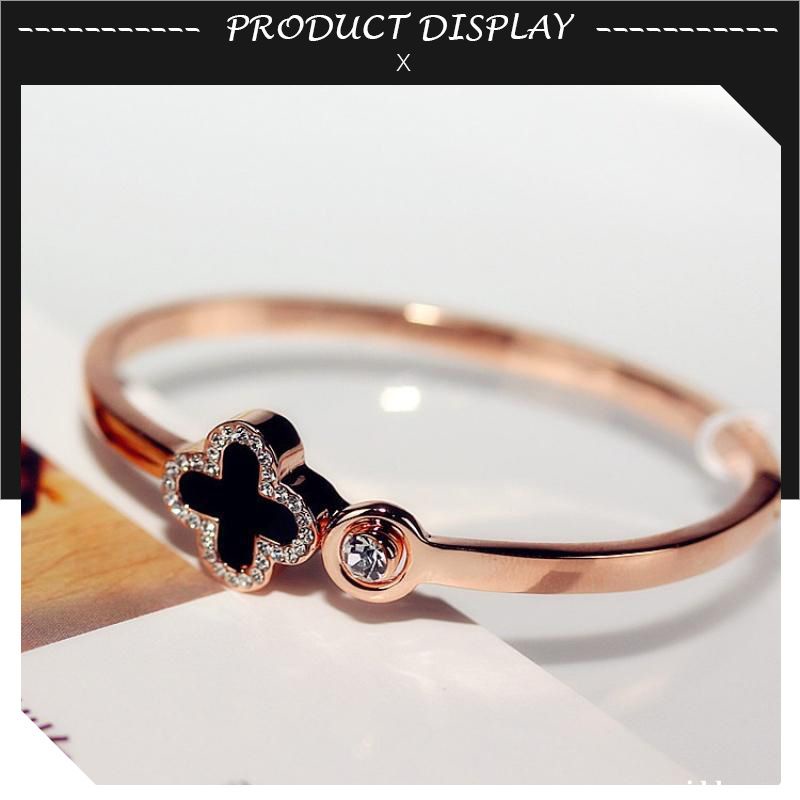 เครื่องประดับ สร้อยข้อมือ กําไลข้อมือ สเตนเลส ชุบทอง 18k รูปใบโคลเวอร์ เหมาะกับของขวัญ สไตล์เกาหลี สําหรับผู้หญิง