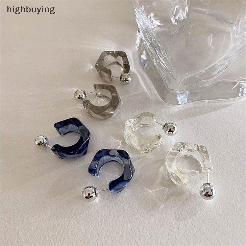 [highbuying] 1 คู่ เรซิ่นใส ห่วง ต่างหู รูปตัว C ต่างหู สําหรับผู้หญิง เด็กผู้หญิง ไม่สม่ําเสมอ เรขาคณิต ต่างหู อินเทรนด์ แฟชั่น ปาร์ตี้ เครื่องประดับ ใหม่ พร้อมส่ง