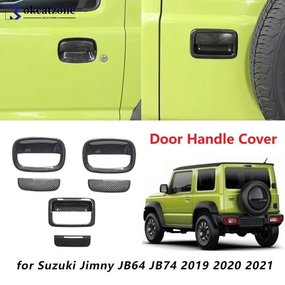 Okcatzone ฝาครอบมือจับประตูรถยนต์ คาร์บอนไฟเบอร์ สําหรับ Suzuki Jimny JB64 JB74 2019-2021 J5M8
