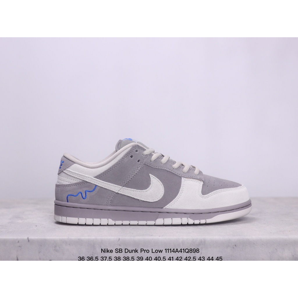 Genuine Nike SB Dunk Pro Low”London/Soft Grey Magnet“ ผู้ชายและผู้หญิงเทรนด์แฟชั่นกันลื่นวินเทจลำลอง