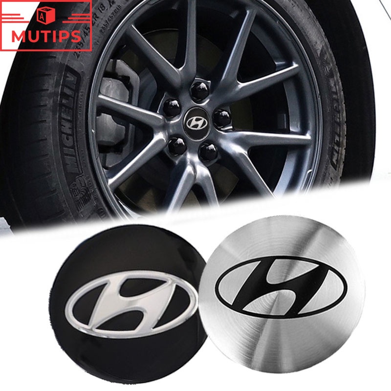 Hyundai 4 ชิ้น 56 มม สติ๊กเกอร์อลูมิเนียมติดตกแต่งล้อรถยนต์ สําหรับตกแต่งขอบล้อรถยนต์ สติกเกอร์โลโก้ Ioniq 5 Creta Kona H1 Staria