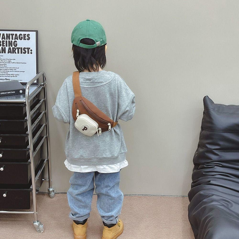 UUMIR  กระเป๋าเด็ก, กระเป๋าคาดหน้าอกหลายชั้นน้ําหนักเบา, กระเป๋า Messenger ความจุขนาดใหญ่ผ้าใบ