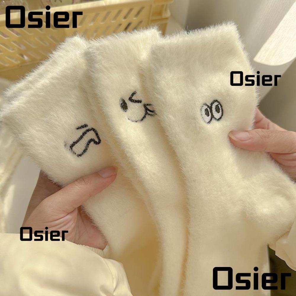 Osier1 ถุงเท้า ผ้ากํามะหยี่ขนมิงค์ ผ้าฝ้าย แบบหนา ให้ความอบอุ่น ลายการ์ตูน แฟชั่นฤดูหนาว