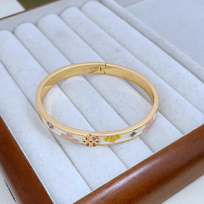 กําไลข้อมือโลหะเคลือบ ลายดอกไม้ ขนาดเล็ก หรูหรา สไตล์ยุโรป และอเมริกา