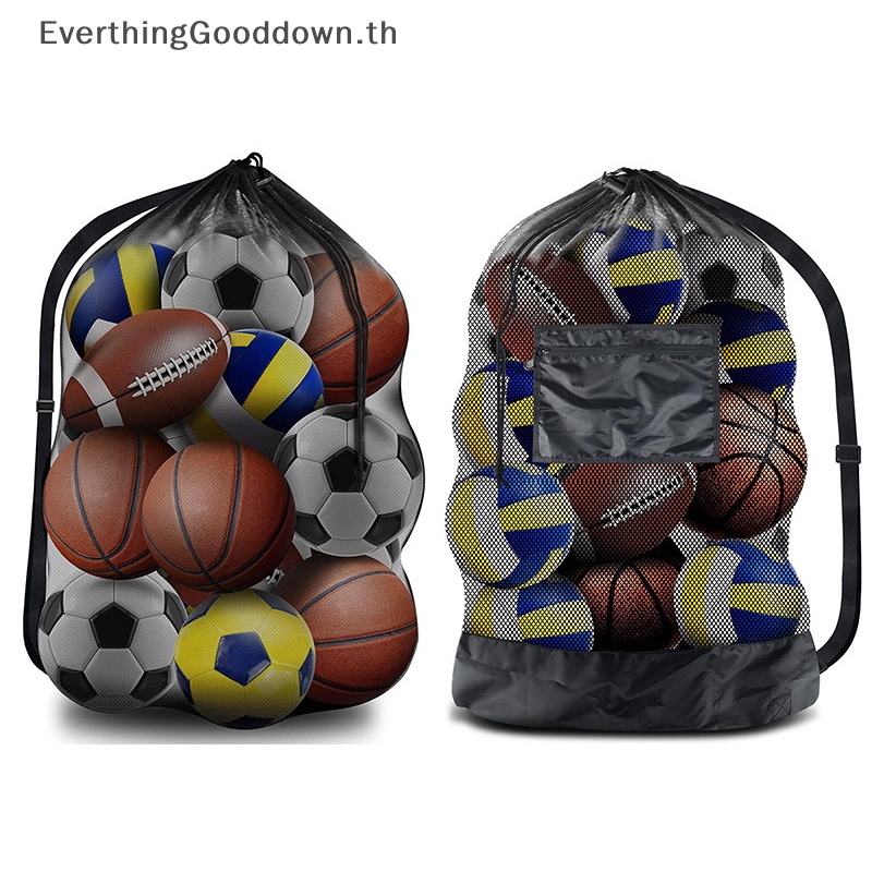 EVER ถุงตาข่ายขนาดใหญ่พิเศษ Drawstring กระเป๋าเก็บบาสเก็ตบอลพร้อมกระเป๋าซิปวอลเลย์บอลฟุตบอลแพ็คสุทธิกระเป๋ายิม TH