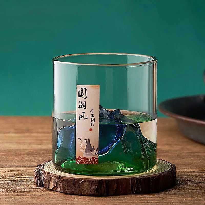 Japanese Whisky Glass Cup 3D Mountain Water Glass Glacier Mug Vodka Wine Cup Glass Fuji Artwork Gift