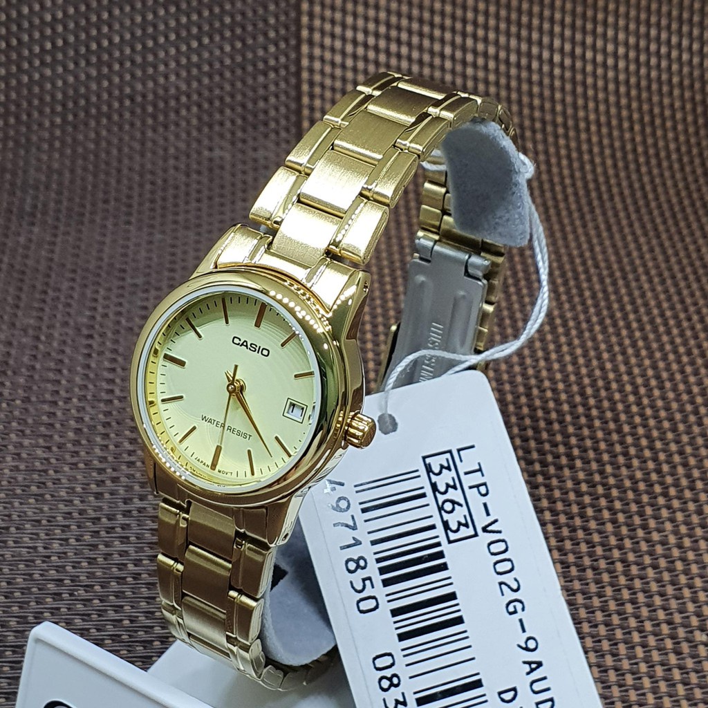 [Original] Casio LTP-V002G-9A Gold Dial Gold Stainless Steel Dress Analog Ladies Watch