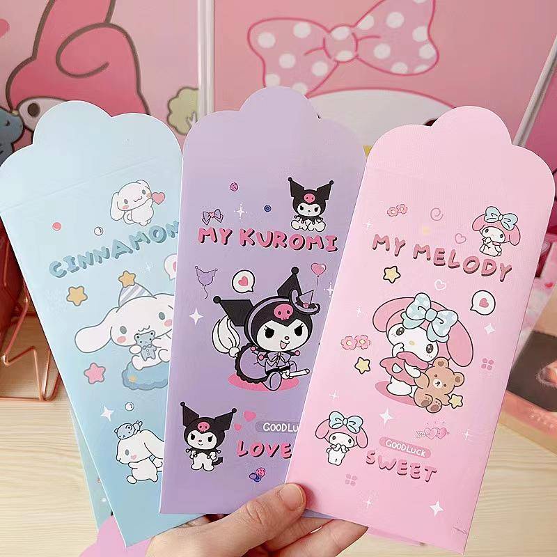 กระเป๋าเงิน ทรงซองจดหมาย ลายการ์ตูน Sanrio Kuromi Mymelody ปีใหม่ 2024