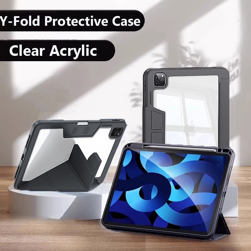 Y พับ Hard Stabd กรณีแท็บเล็ตสําหรับ iPad Air 4 Air 5 10.9 2022 Pro 11 2021 2020 Pro 12.9 2018 Air 3