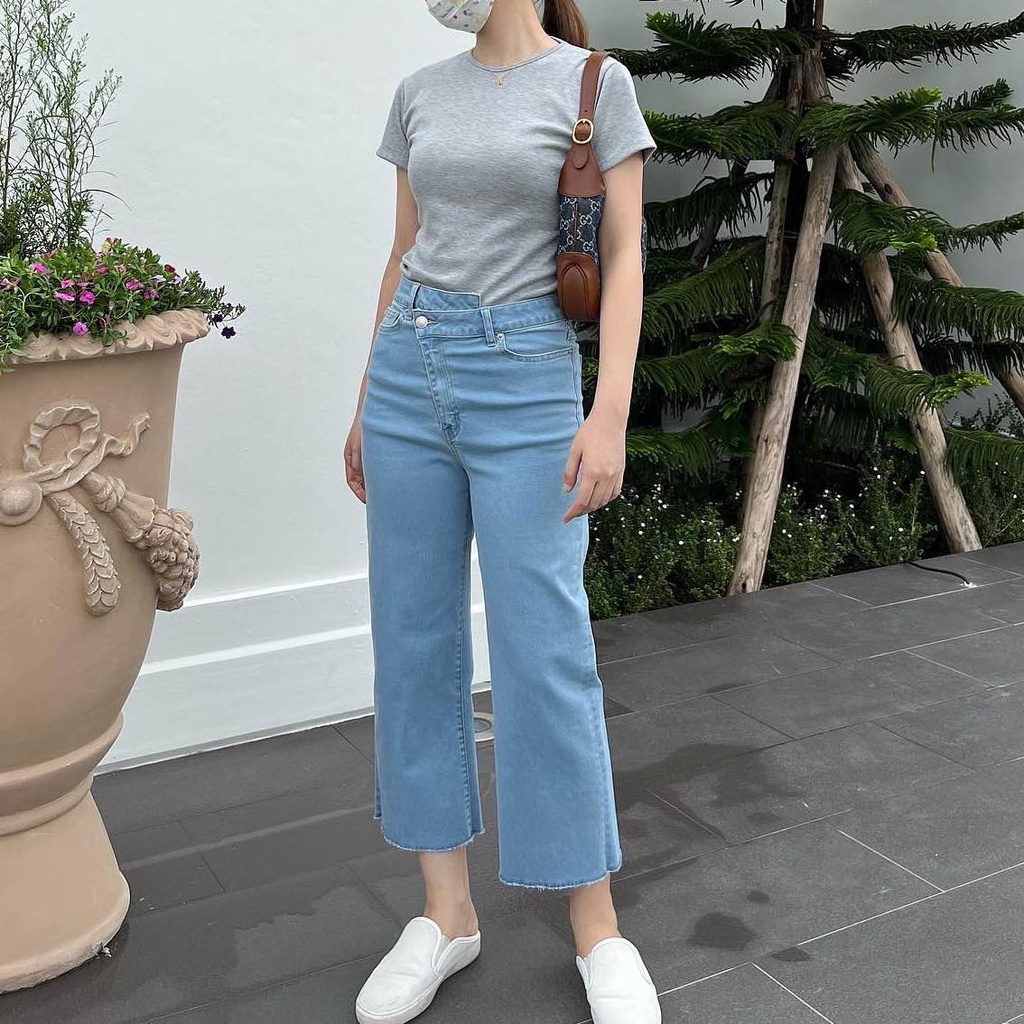 urban apparels | denim ep.8 กางเกงยีนส์ขาเต่อเอวเฉียงผ้ายืดญี่ปุ่น