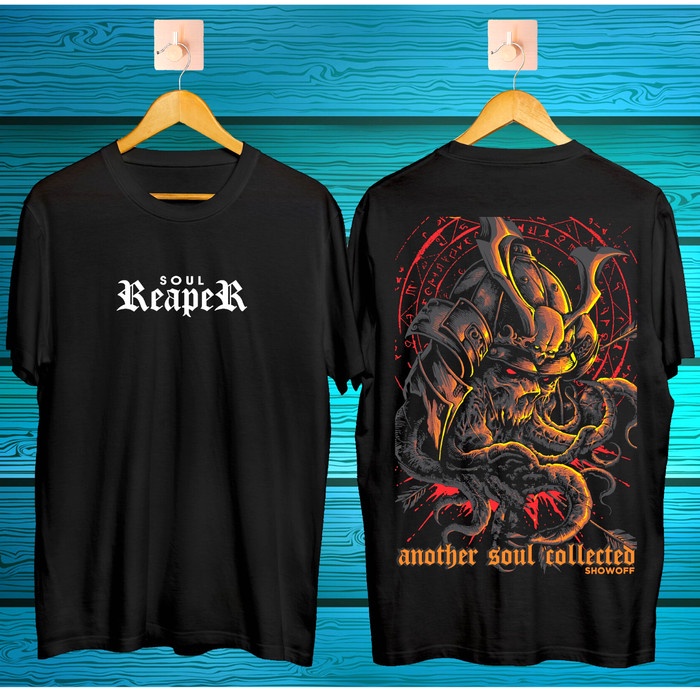 Kaos Ronin Soul Of Samurai  T-shirt Devil Demon Japan  Distro Pria - Hitam, All Size S-5XL