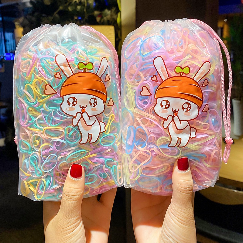 ยางรัดผม แบบยืดหยุ่น ขนาดเล็ก หลากสี แบบใช้แล้วทิ้ง สําหรับเด็กผู้หญิง จํานวน 500 ชิ้น 1000 ชิ้น 2500 ชิ้น