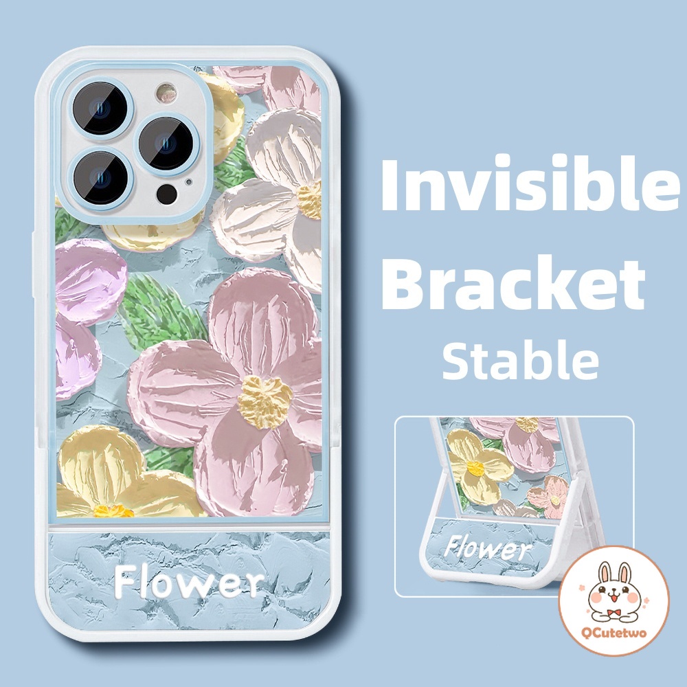 เคสโทรศัพท์มือถือ ลายดอกไม้ สีน้ํามัน พับได้ สําหรับ Iphone 11 14 12 13 Pro Max 7Plus 8Plus XR XS