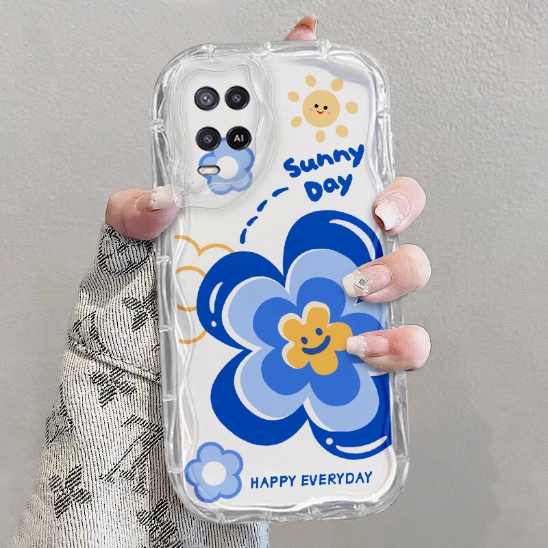 เคส OPPO A54 4G เคสโทรศัพท์มือถือแบบนิ่ม ใส ลายดอกไม้ สีรุ้ง แมว กาแฟ แฟชั่น สําหรับ