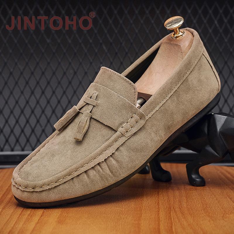 Jintoho รองเท้าโลฟเฟอร์ลําลอง หนังยาง พื้นแบน กันลื่น แฟชั่นสําหรับผู้ชาย