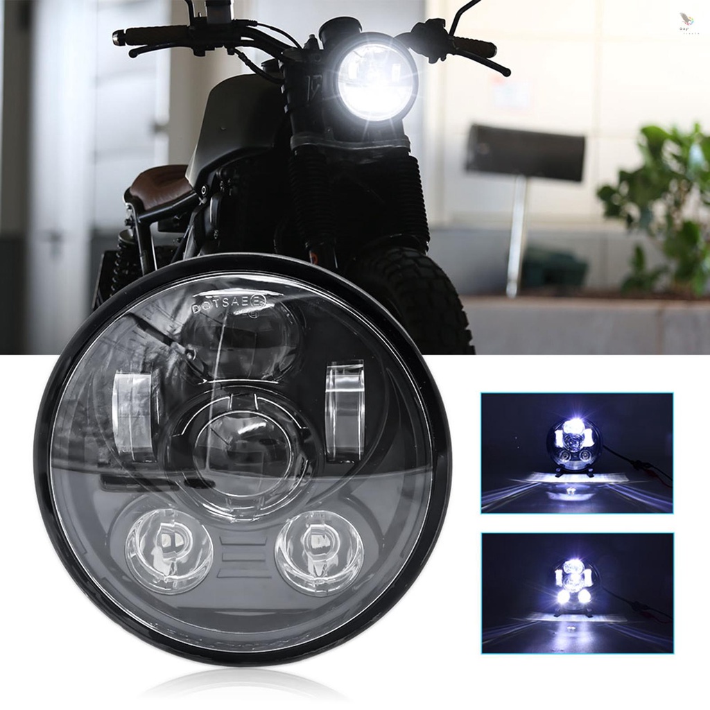 Tfreth ไฟหน้ารถจักรยานยนต์ LED 5-3/4 นิ้ว 5.75 นิ้ว พร้อมไฟสูงต่ํา สีขาว 5.75 นิ้ว