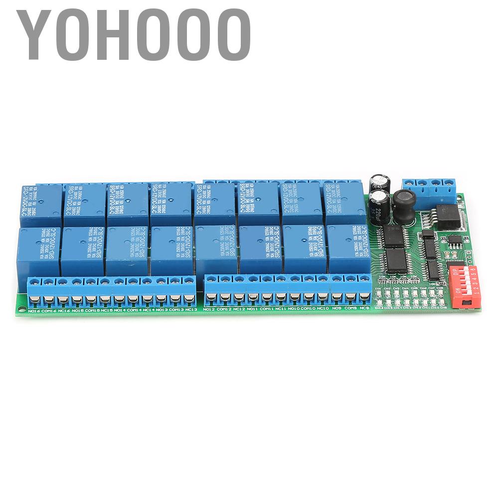 Yohooo Serial Port Switch RTU Relay DC 12V 16 Channel RS485 Module Board PLC