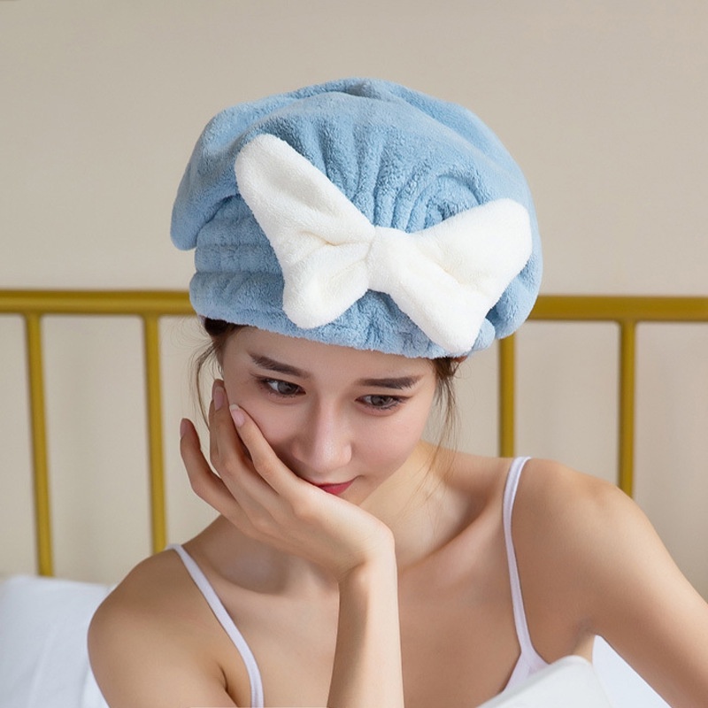 หมวกผมแห้ง Super Absorbent Quick-drying Artifact คลุมอาบผม รูปโบว์ น่ารัก