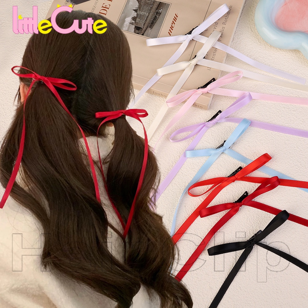 Headwear - กิ๊บติดผม รูปโบว์ สไตล์ฝรั่งเศส บัลเล่ต์ - กิ๊บติดผม - 2 ชิ้น - เครื่องประดับผม - สําหรับผู้หญิง - กิ๊บปากเป็ด ขนาดเล็ก - ริบบิ้นยาว