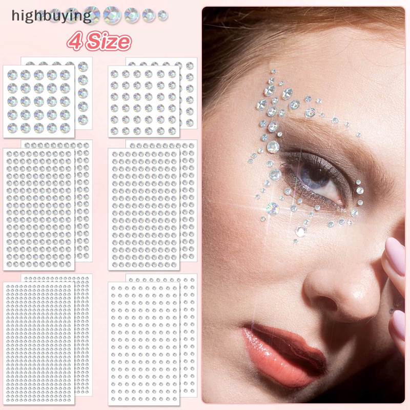 [highbuying] สติกเกอร์คริสตัล พลอยเทียม AB มีกาวในตัว สําหรับติดตกแต่งใบหน้า ร่างกาย แต่งหน้า DIY 1 แผ่น
