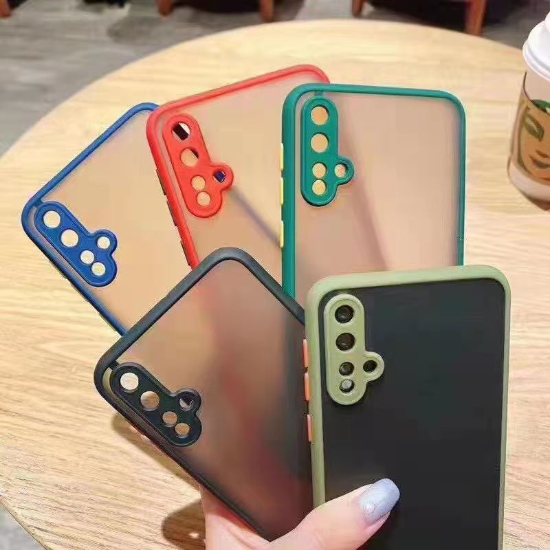 เคสขอบสีหลังขุ่น Samsung M23 A21s A7-18 J4plus J6plus J7prime J7Core J7pro J710เคสขอบสีกันกล้อง เคสก