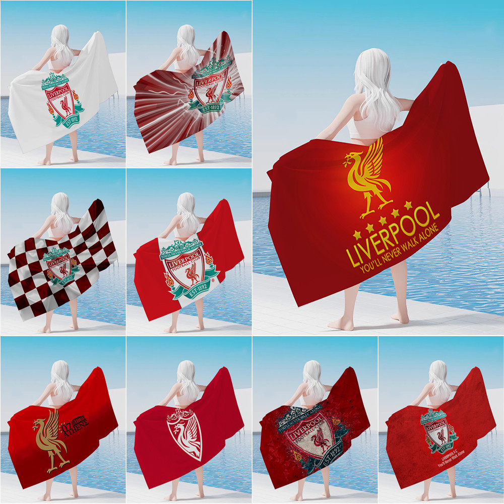 ผ้าขนหนูนุ่ม พิมพ์ลายโลโก้ Liverpool FC ดูดซับน้ําได้ดี สําหรับบ้าน ห้องน้ํา