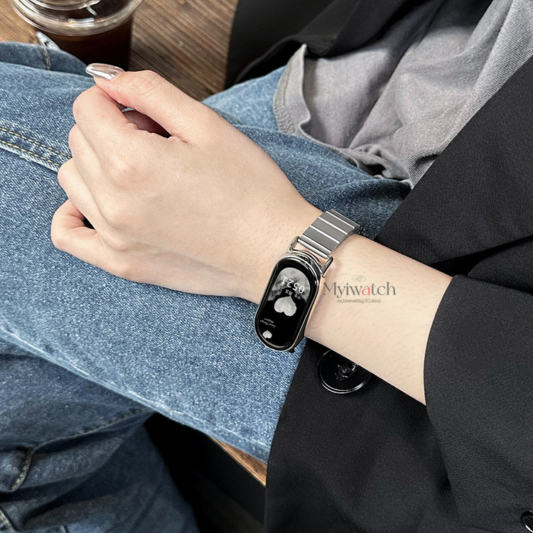 3 สี High-fashion sport สายโลหะสําหรับ Xiaomi Mi Band 10 9 8 7 6 5 3 4 บล็อกออกแบบสร้อยข้อมือแฟชั่น Miband สําหรับ Xiao Mi 9 8 Pro Band - รูปที่ 2