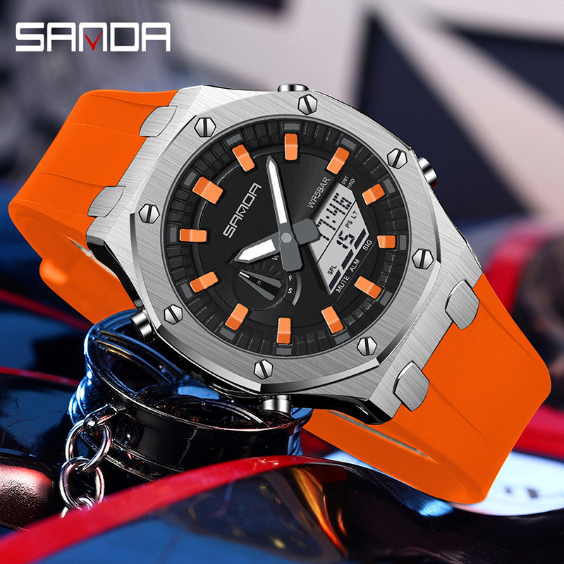 Sanda Oak นาฬิกาข้อมืออิเล็กทรอนิกส์ กันน้ํา อเนกประสงค์ สําหรับผู้ชาย SD3309-2